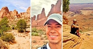 rock formations, low trees, tall red stone formations, canyon overlook