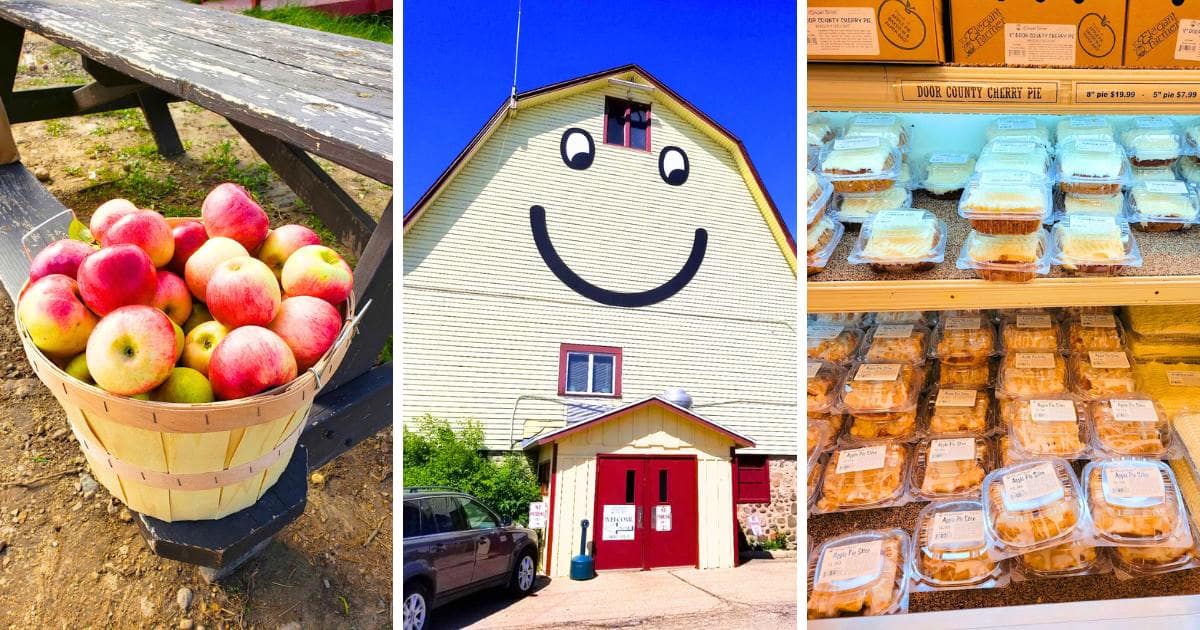 basket full of apples, smiley face barn, apple pie